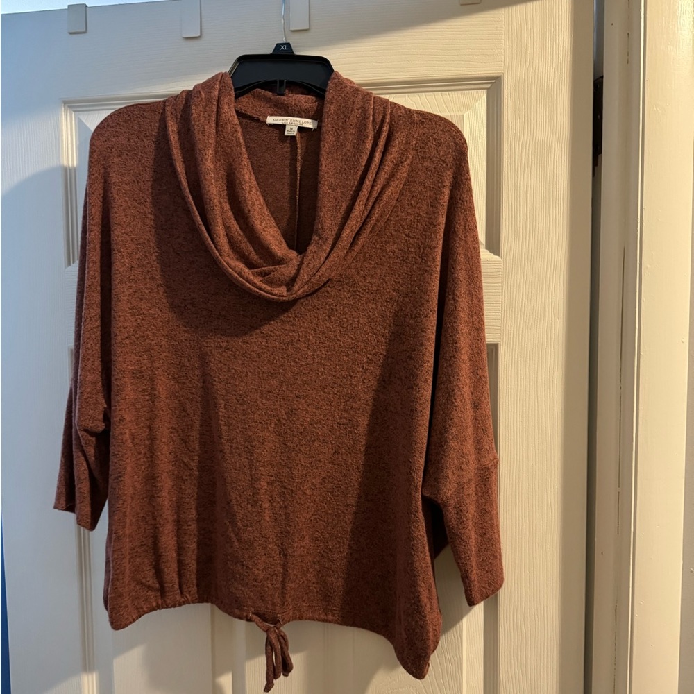 Green Envelope Cow Neck Sweater